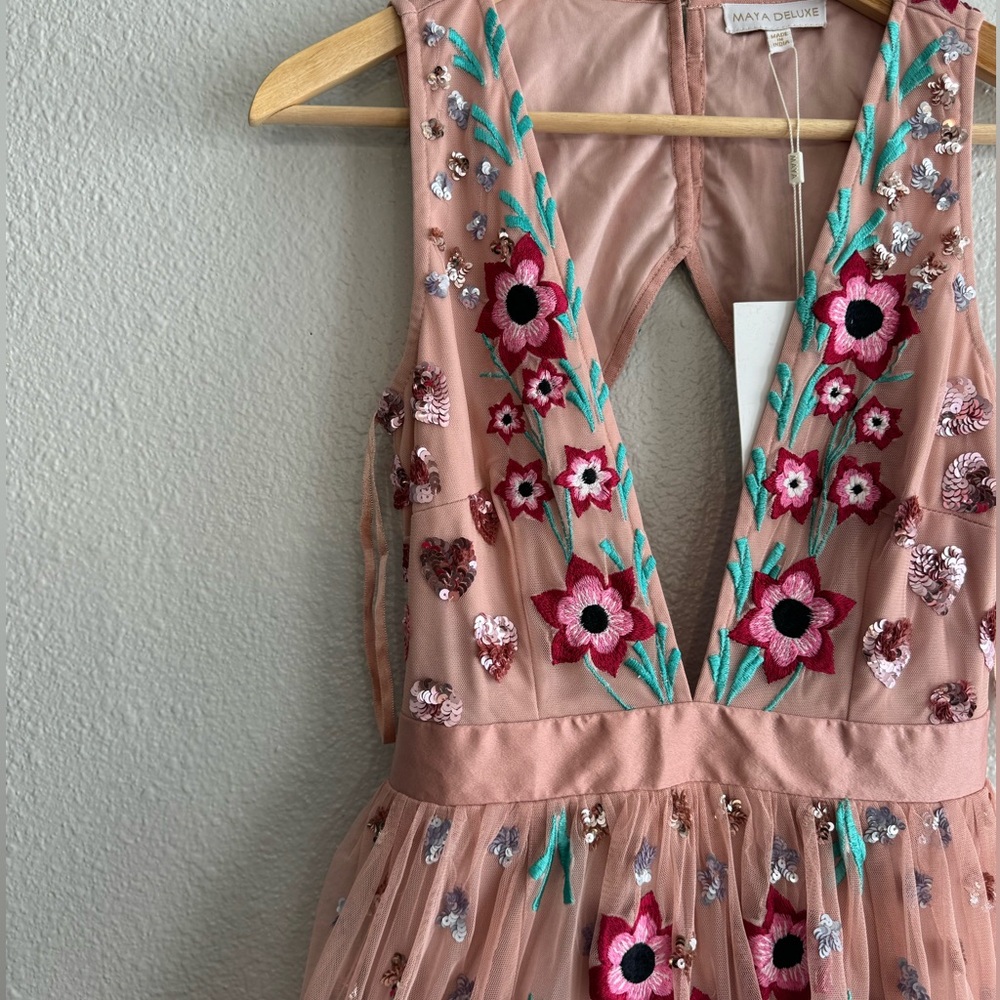 Maya Deluxe Embroidered Pink Maxi Dress